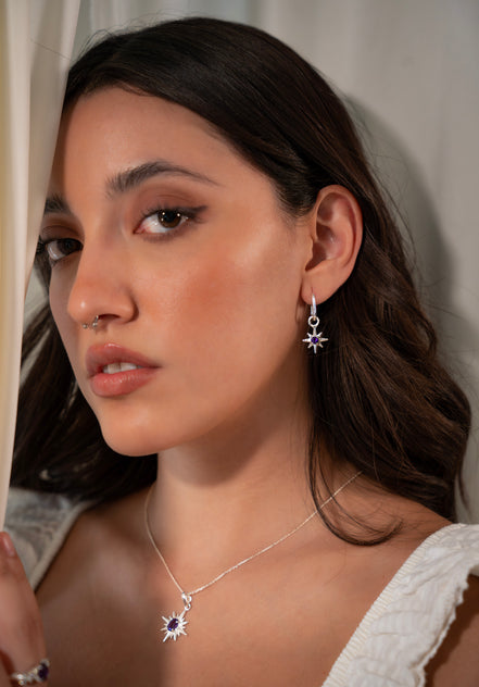Aretes Estrella Amatista