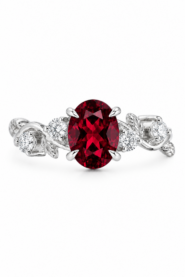 Anillo Tulipán Granate