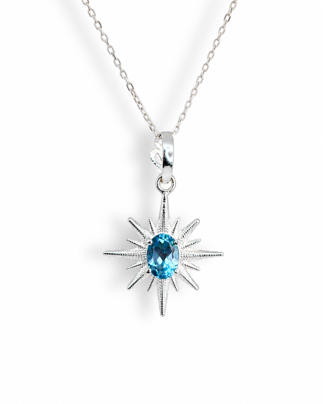 Collar Estrella Topacio Azul Suizo