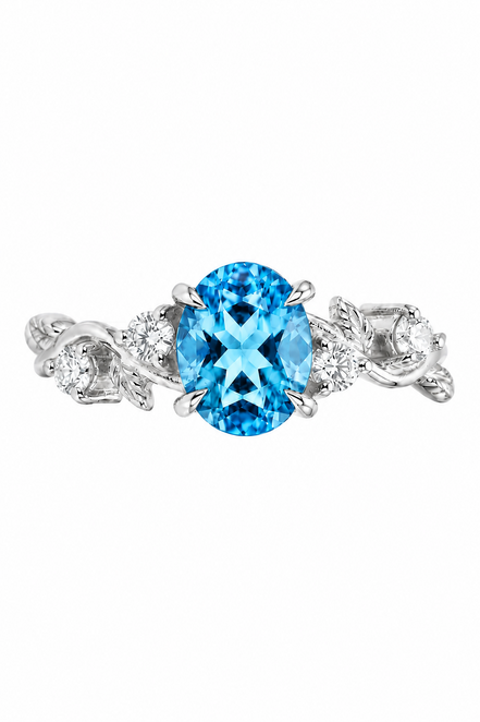 Anillo Tulipán Topacio Azul Suizo