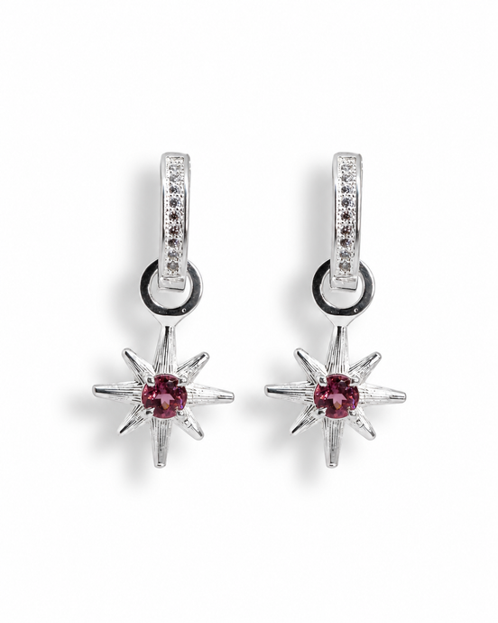 Aretes Estrella Granate Rodolita