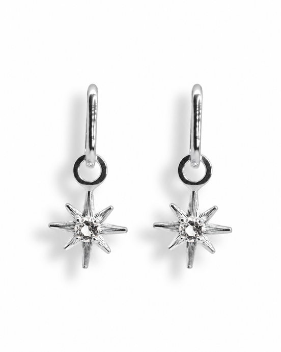 Aretes Estrella Topacio Blanco